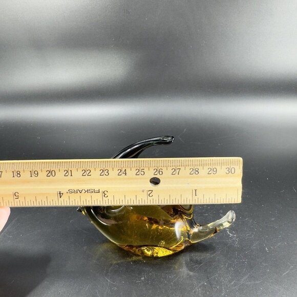 Venetian Hand Blown Fish Art Glass Figurine Hand Made In Italy Amber Smokey VTG - Picture 4 of 14